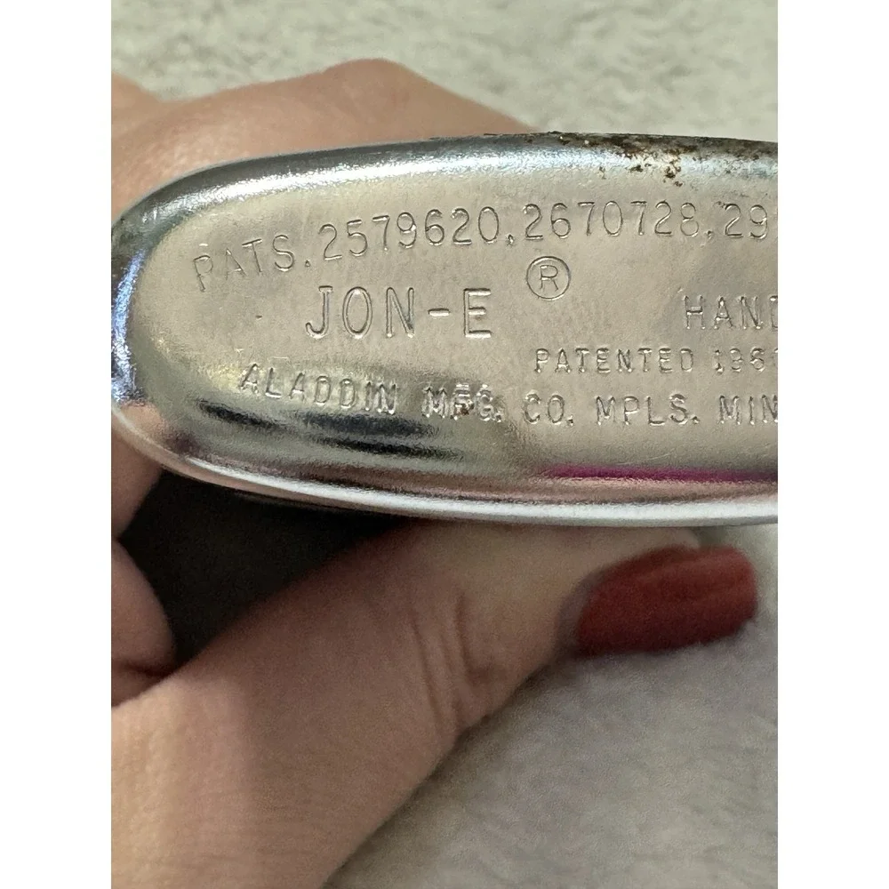 Vintage Jon-e‎ Aladdin Hand Warmer Chrome Pocket Heater Pat 1960 Camping Hunting